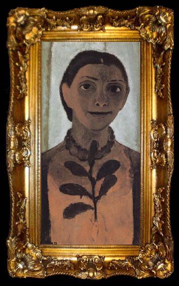 framed  Paula Modersohn-Becker Self-portrait with Amber Necklace, ta009-2